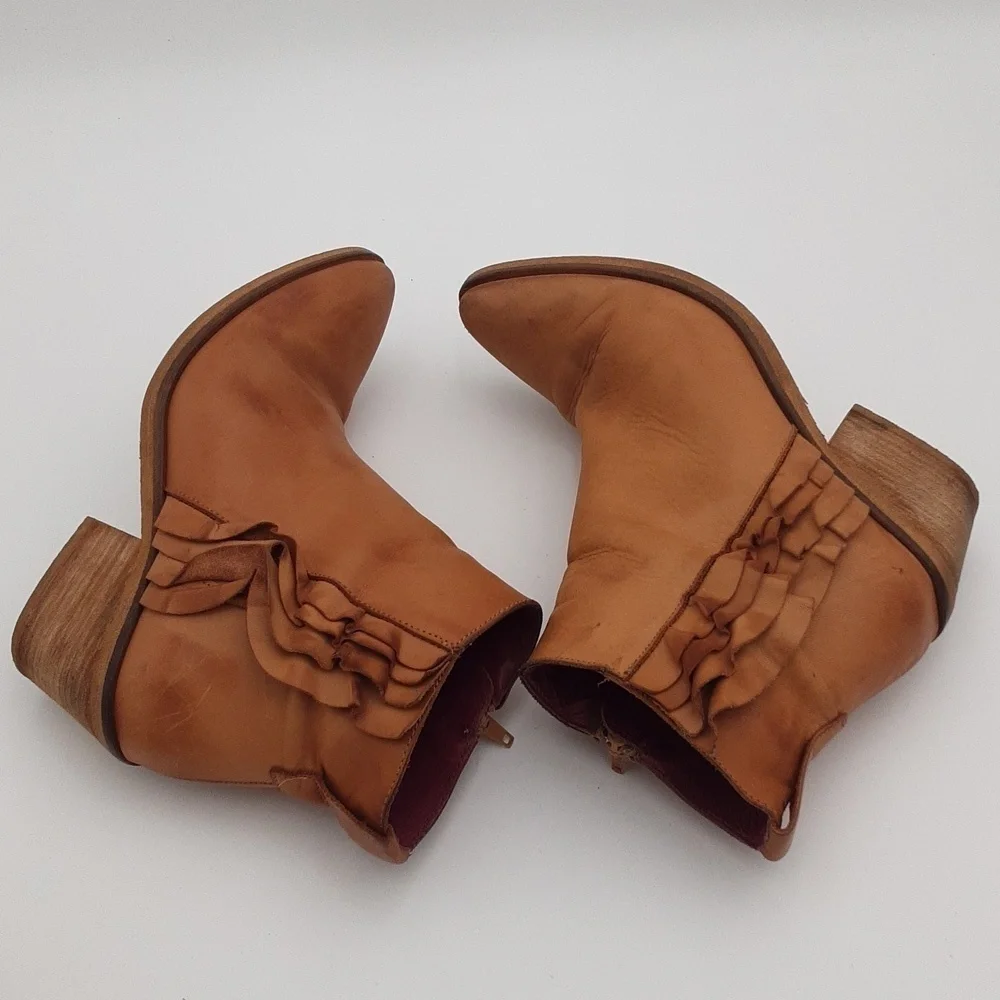 Mala vita ankle boot leather tan women 39 western festival rodeo casual y2k